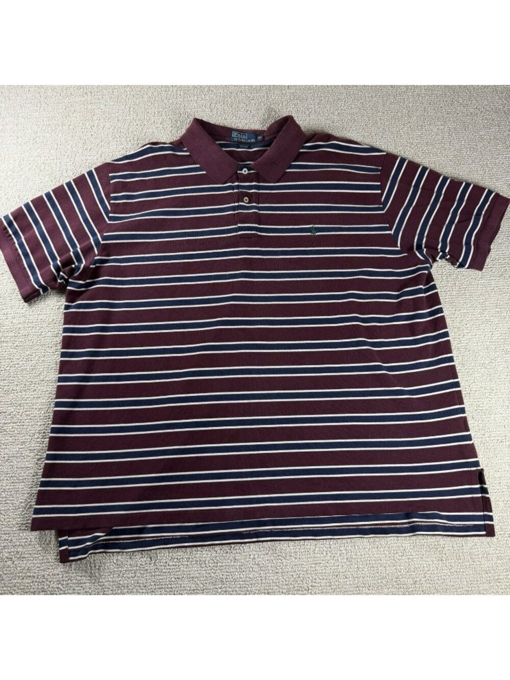 Polo Ralph Lauren Striped Short Sleeve Polo Shirt Maroon Blue Men’s Size 66
